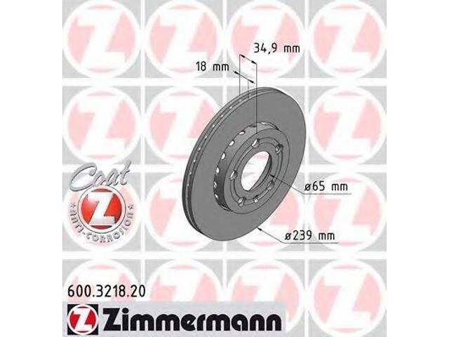 Диск гальмівний ZIMMERMANN 600321820 на VW POLO (9N_) - Фото 1