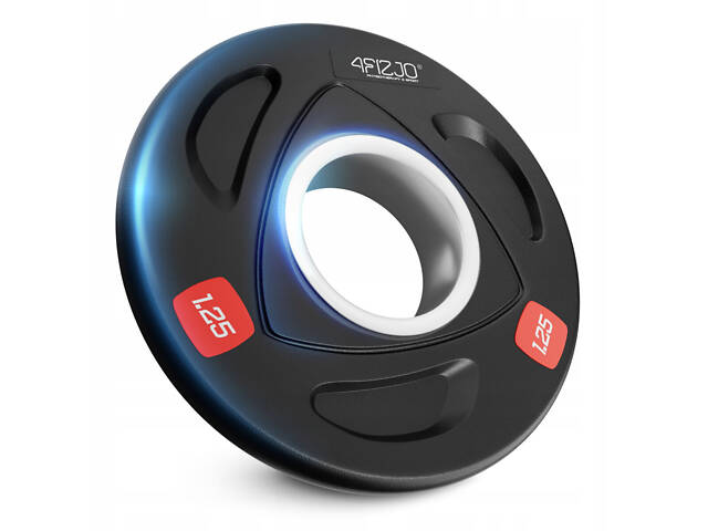 Диск олімпійський 4FIZJO 2 x 1.25 кг 51 мм металевий, прогумований Black (P-5905973401258) - Фото 4