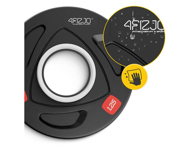 Диск олімпійський 4FIZJO 2 x 1.25 кг 51 мм металевий, прогумований Black (P-5905973401258) - Фото 8