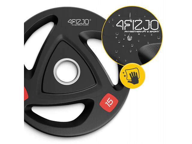Диск олімпійський 4FIZJO 2 x 15 кг 51 мм металевий, прогумований Black (P-5905973401272) - Фото 8