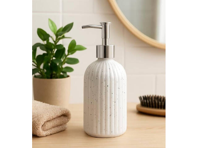 Диспенсер скляний матовий для рідкого мила White 440 мл - Фото 1