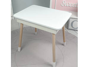 Детский деревянный столик с откидной столешницей 54×60×45, стол с нишей в детскую, белый.