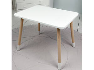 Детский прямоугольный столик 46х60х45, стол в детскую от 1 года, белый.
