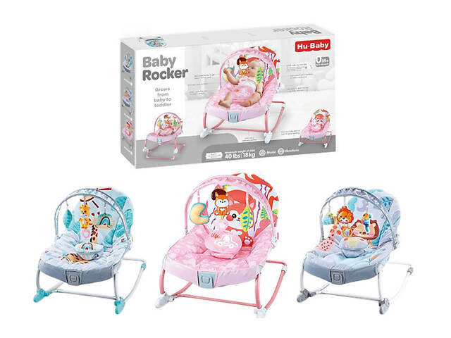 Дитячий шезлонг-гойдалка 69890/1/2 0-18кг. 3 режими роботи,в коробці 58,5*9,5*35см - Фото 1