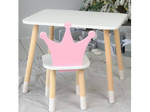 Детский столик и стульчик для занятий и игр, детские столы и стулья для детского сада Стол и стул детский розовый к