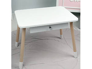 Детский столик с выдвижным ящиком 46х60х45, стол трюмо в детскую комнату, белый.