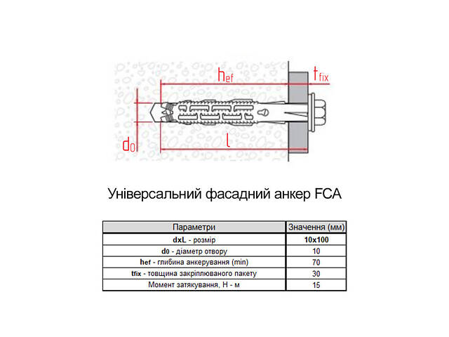 Дюбель 10х100 прижим 30мм нейлон з шурупом шестигранним і фланцем цинк (10 шт.) [92A20000092A2X0A0G] FCA-Hd Metalvis - Фото 2
