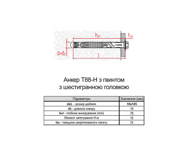 Дюбель 10х145 прижим 75мм нейлон з гвинтом шестигранним цинк (10 шт.) [92A20000092A2X0A4P] Prolongi-H Elematic - Фото 2