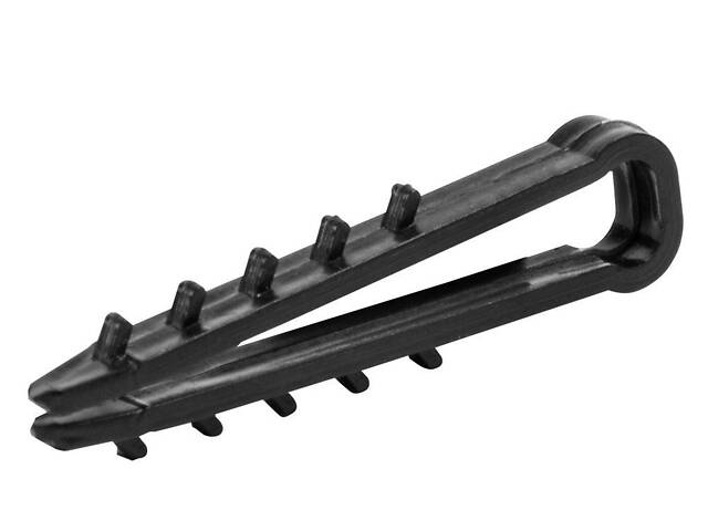 Дюбель-хомут 6x5 мм для плоского проводу ПВХ чорний (100шт.) [m0080038] E.NEXT e.metiz.dowel.flat.fir.black.6 - Фото 1