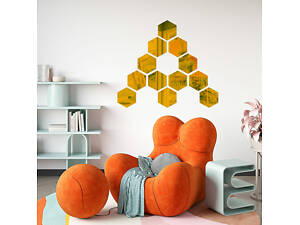 Зеркальный декор акриловый самоклеящийся 125*105мм золото, 12шт (D) SW-00002517