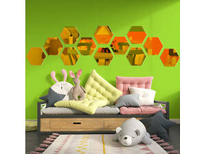 Зеркальный декор акриловый самоклеящийся 150*175мм золото, 12шт (D) SW-00002518