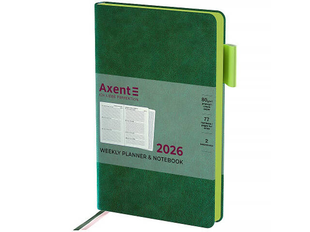 Щотижневик Axent датований 2026 Partner Soft Muse 125х195, зелений (8527-26-2-A) - Фото 1