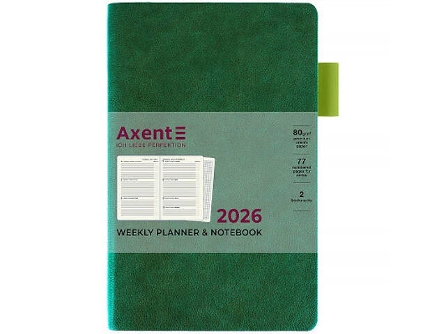 Щотижневик Axent датований 2026 Partner Soft Muse 125х195, зелений (8527-26-2-A) - Фото 2