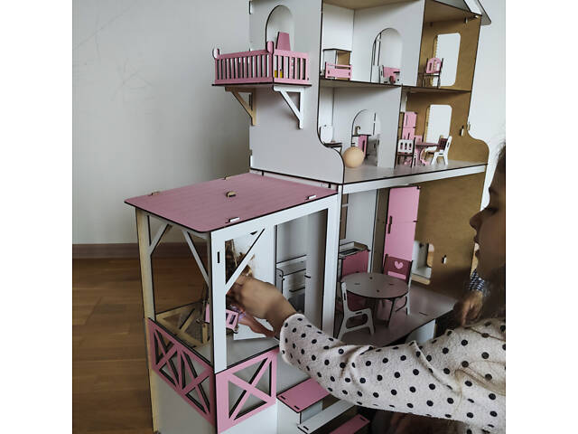 Екологічний будиночок для ляльок ЛОЛ і Барбі з терасою та меблями - Фото 4