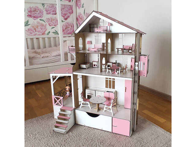 Екологічний будиночок для ляльок ЛОЛ і Барбі з терасою та меблями - Фото 6
