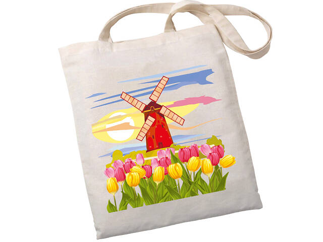 Екошопер BookOpt BK4071 'Подорож Нідерландами'. Країна вітряків і тюльпанів' бежевий - Фото 1