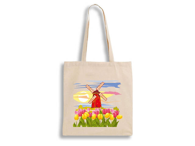 Екошопер BookOpt BK4071 'Подорож Нідерландами'. Країна вітряків і тюльпанів' бежевий - Фото 2