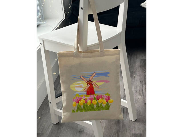 Екошопер BookOpt BK4071 'Подорож Нідерландами'. Країна вітряків і тюльпанів' бежевий - Фото 8