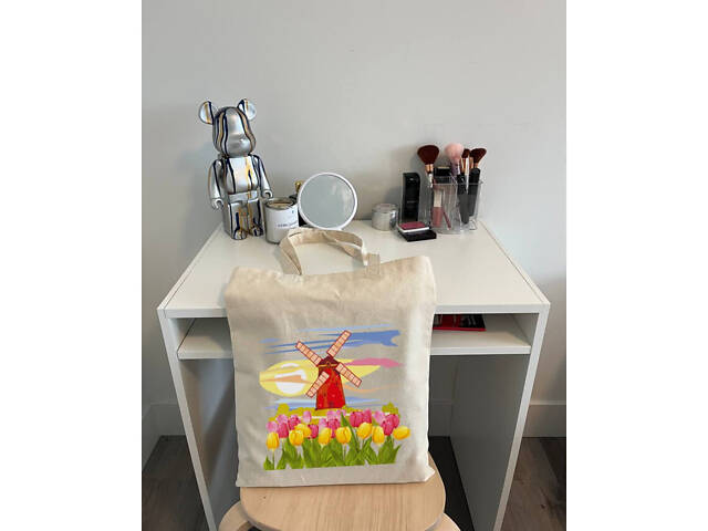 Екошопер BookOpt BK4071 'Подорож Нідерландами'. Країна вітряків і тюльпанів' бежевий - Фото 5