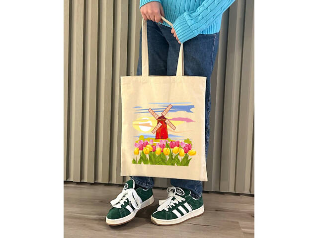 Екошопер BookOpt BK4071 'Подорож Нідерландами'. Країна вітряків і тюльпанів' бежевий - Фото 10