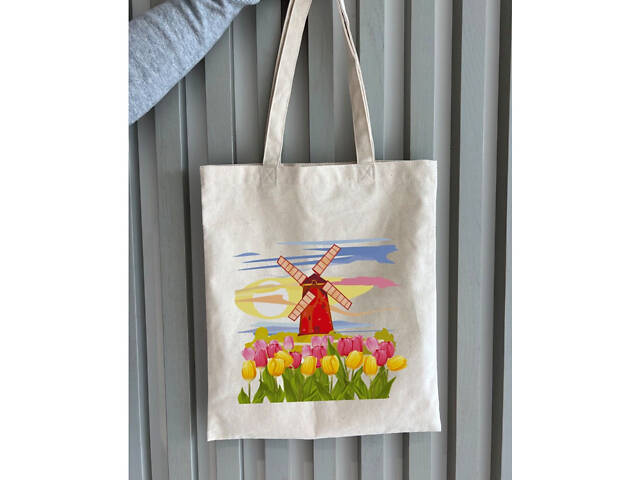 Екошопер BookOpt BK4071 'Подорож Нідерландами'. Країна вітряків і тюльпанів' бежевий - Фото 9