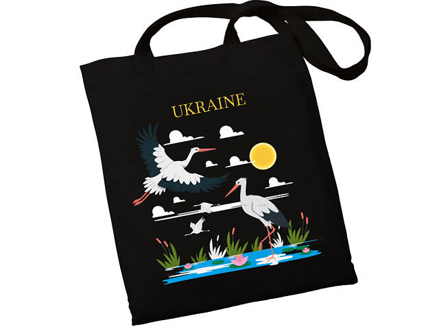 Екошопер BookOpt ВК4065 Ukraine «Журавлі» Символ щастя Чорний - Фото 1