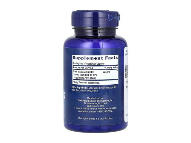 Екстракт зеленого чаю Life Extension Decaffeinated Mega Green Tea Extract 100 vcaps (1086-2023-10-5200) - Фото 2