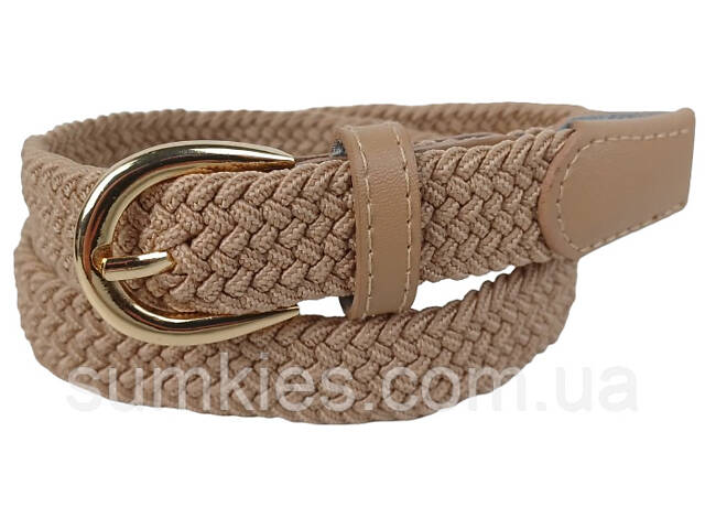 Еластичний жіночий ремінь гумка Isa-Traesko світло-коричневий - Фото 1