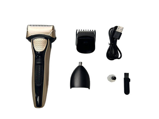 Електробритва портативна професійна чоловіча з насадками, бритва шейвер для сухого гоління Geemy GM-6726 - Фото 1