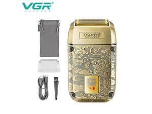 Електробритва-шейвер VGR V-336 LED Display чоловіча професійна для сухого та вологого гоління металева