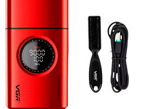 Електробритва акумуляторна шейвер VGR V-378 9000RPM LCD + дорожня сумочка (Червоний)