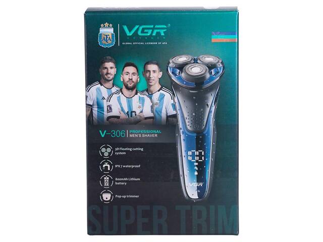 Електробритва чоловіча з LED-дисплеєм професійна VGR V-306 - Фото 9
