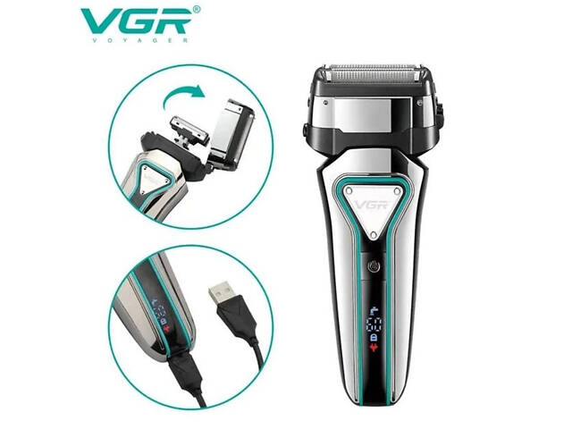 Електробритва портативна VGR V-333 шейвер для гоління бороди та вусів з акумулятором Black - Фото 3