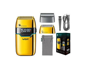 Электробритва шейвер VGR V-350 с дорожной сумкой и 2 насадками (Золотистый)