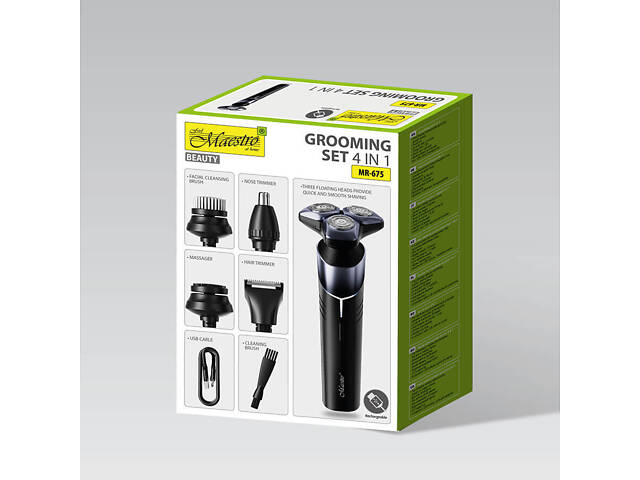 Электробритва в наборе 4 в 1 Maestro MR-675 черный - Фото 4