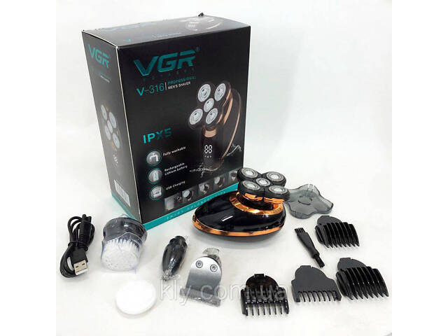 Электробритва VGR V-316, триммер для усов и бороды, аккумуляторная мужская бритва. - Фото 7