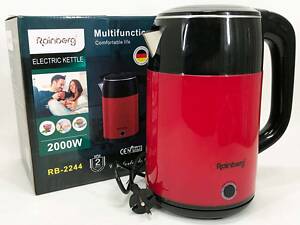 Електрочайник дисковий Rainberg RB-2244 2000 Вт 2л, електронний чайник, дисковий чайник. Колір: червоний