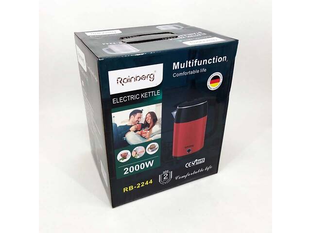 Електрочайник дисковий Rainberg RB-2244 2000 Вт 2л, електронний чайник, дисковий чайник. Колір: червоний - Фото 4