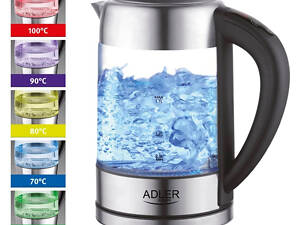 Електрочайник ADLER AD 1247 1.7Л 2200Вт скляний з регулятором температури підсвічуванням
