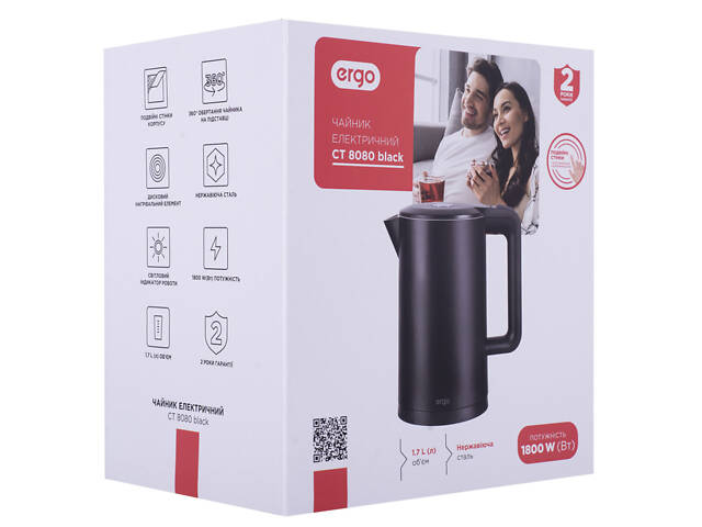 Електрочайник Ergo СT-8080 1.7 л чорний - Фото 4