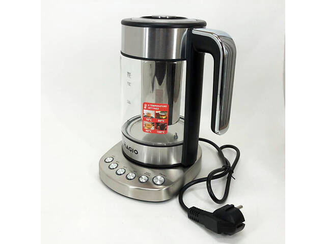 Електрочайник MAGIO MG-494, чайник прозорий з підсвічуванням, чайник дисковий, електрочайник з підсвічуванням - Фото 9