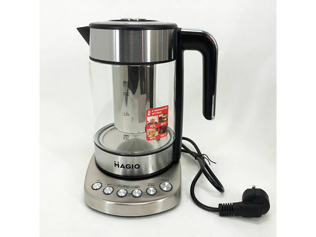 Електрочайник MAGIO MG-494, чайник прозорий з підсвічуванням, чайник дисковий, електрочайник з підсвічуванням - Фото 10