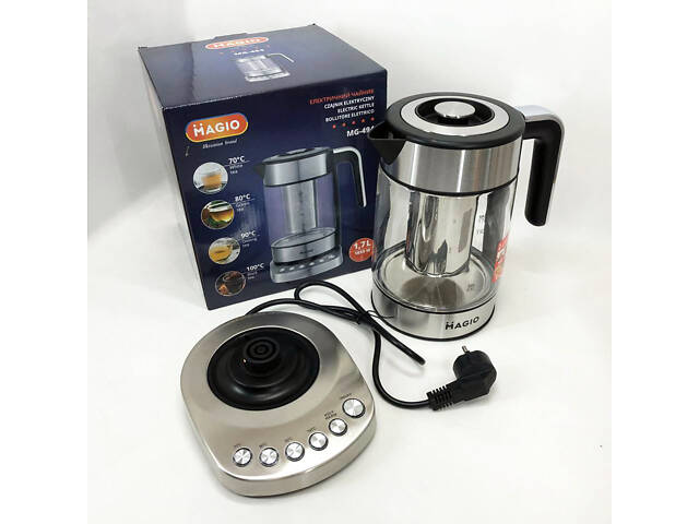 Електрочайник MAGIO MG-494, чайник прозорий з підсвічуванням, чайник дисковий, електрочайник з підсвічуванням - Фото 6