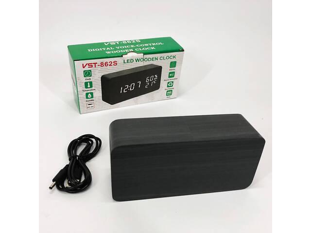 Електронні настільні годинники VST-862S-6 чорні з білим підсвічуванням, з датчиками температури та вологості - Фото 8