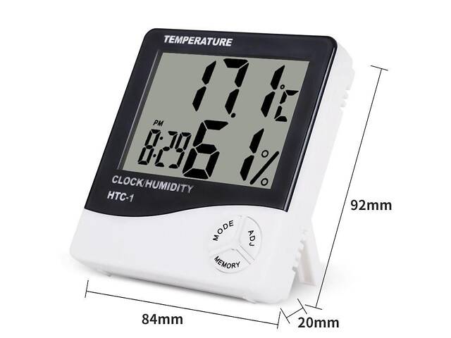 Электронный комнатный термометр гигрометр с часами KETOTEK НТС-1 - Фото 3