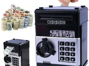 Електронний сейф-копилка Number Banc 'Банкомат' дитячий подарунок із кодовим замком Чорний