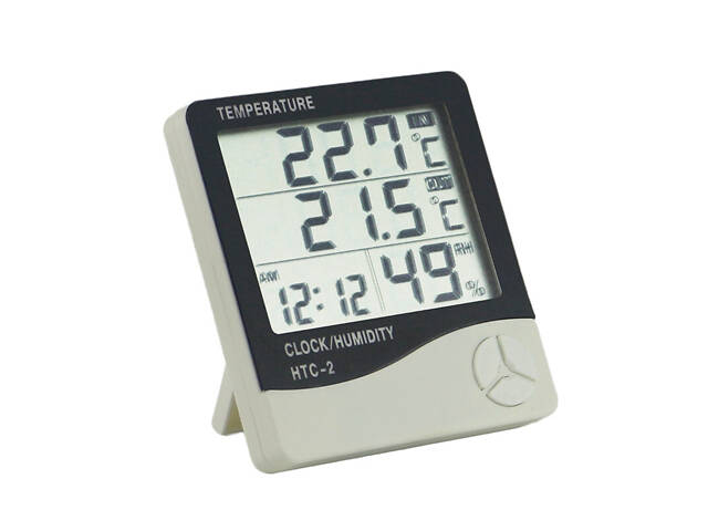 Електронний цифровий термометр гігрометр з виносним датчиком і годинником Ketontek НТС-2 - Фото 3