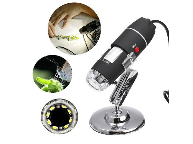 Електронний USB Мікроскоп RESTEQ із збільшенням 1600X, цифровий мікроскоп з камерою та штативом для паяння, науки та ремонту - Фото 3