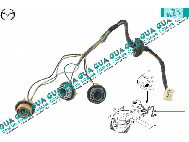 Электропроводка / жгут проводов ( патрон, разъём ) заднего правого фонаря BJ3E51155B Mazda / МАЗДА 323S 1998-2004, Mazda
