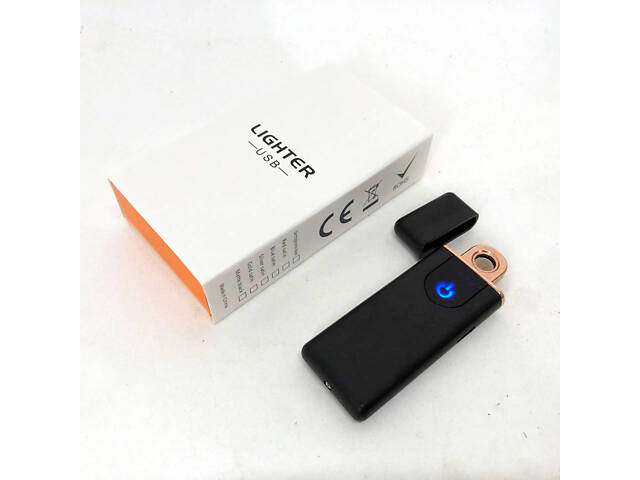 Електрозапальничка USB ZGP ABS, сенсорна електрична запальничка спіральна. Колір чорний - Фото 1